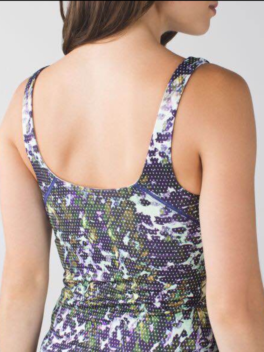 Lululemon Size 6 Amala Tank Purple Floral White Polka Dots